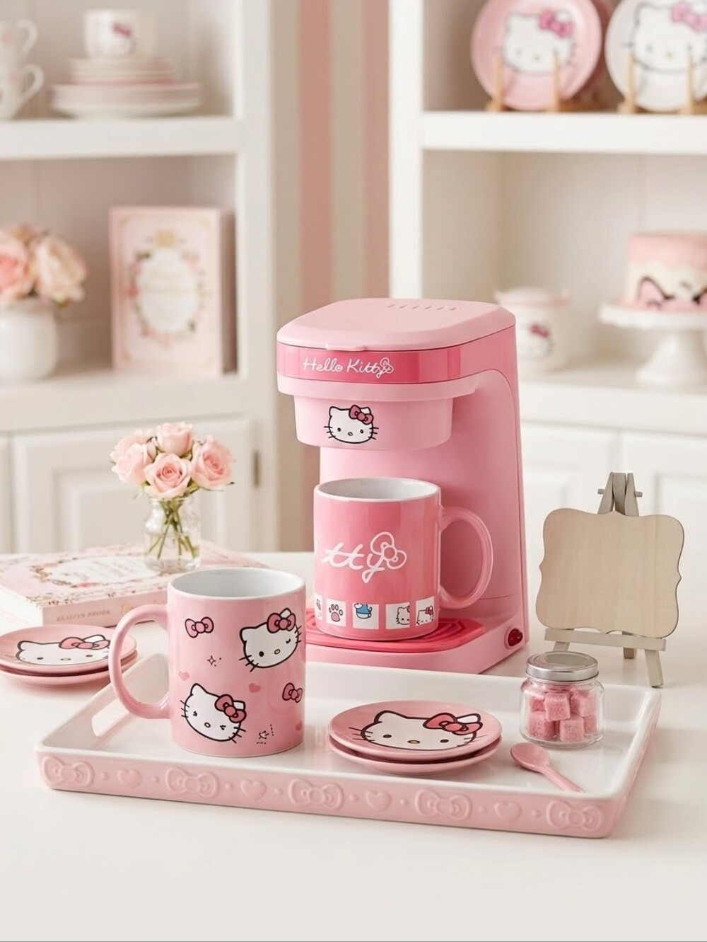 Hello Kitty Coffee Maker with Matching Mugs